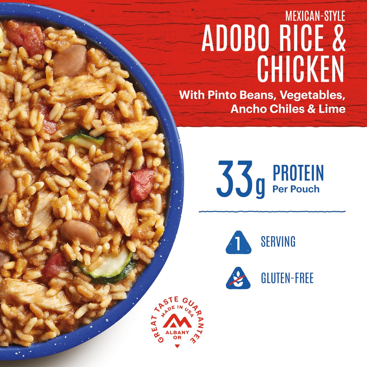 Mountain House Mexican-Style Adobo Rice & Chicken Pro-Pak | Freeze Dried Backpacking & Camping Food | Gluten-Free | 1 Serving