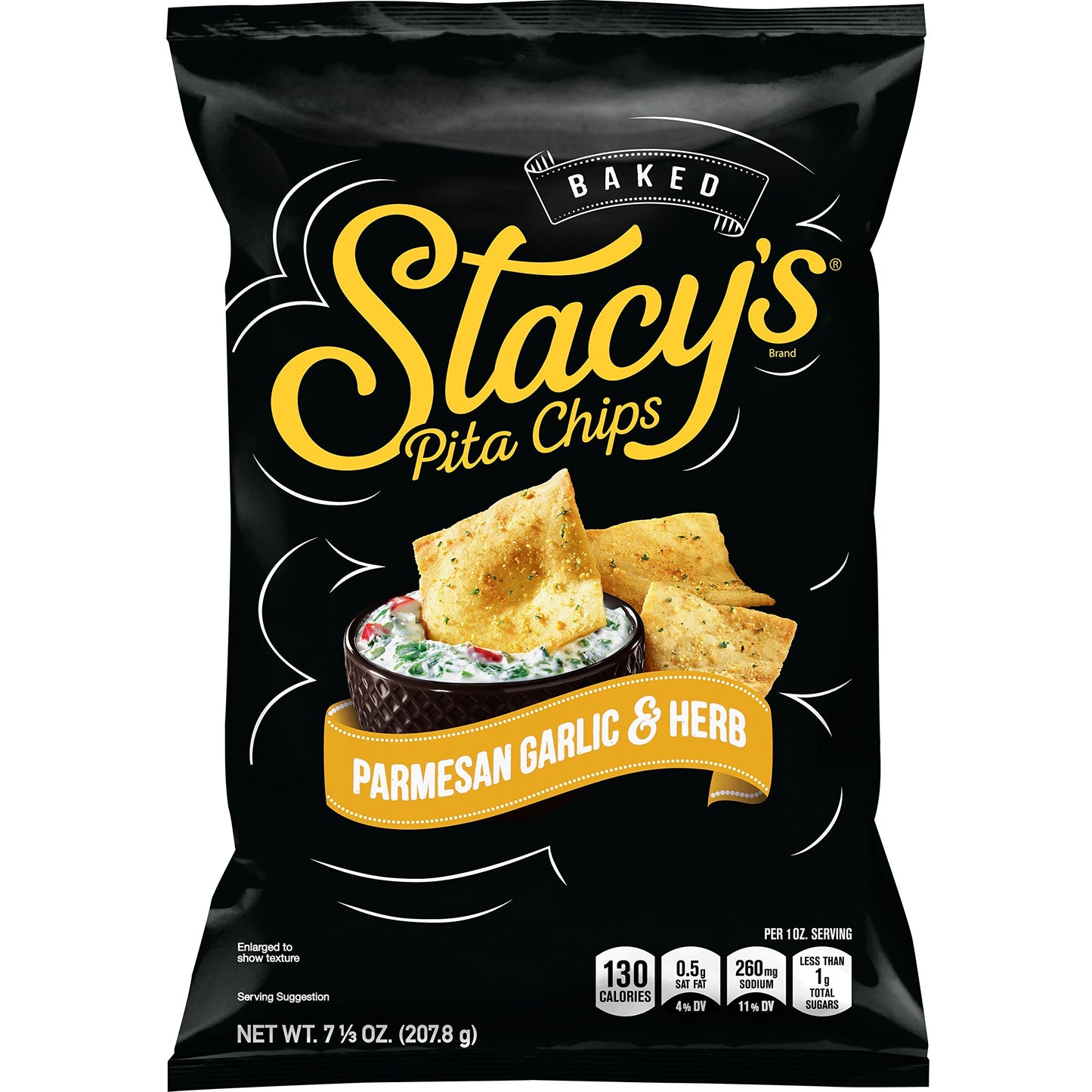 Stacys Parmesan Garlic & Herb Pita Chips, 7.33 Ounce, Pack of 12
