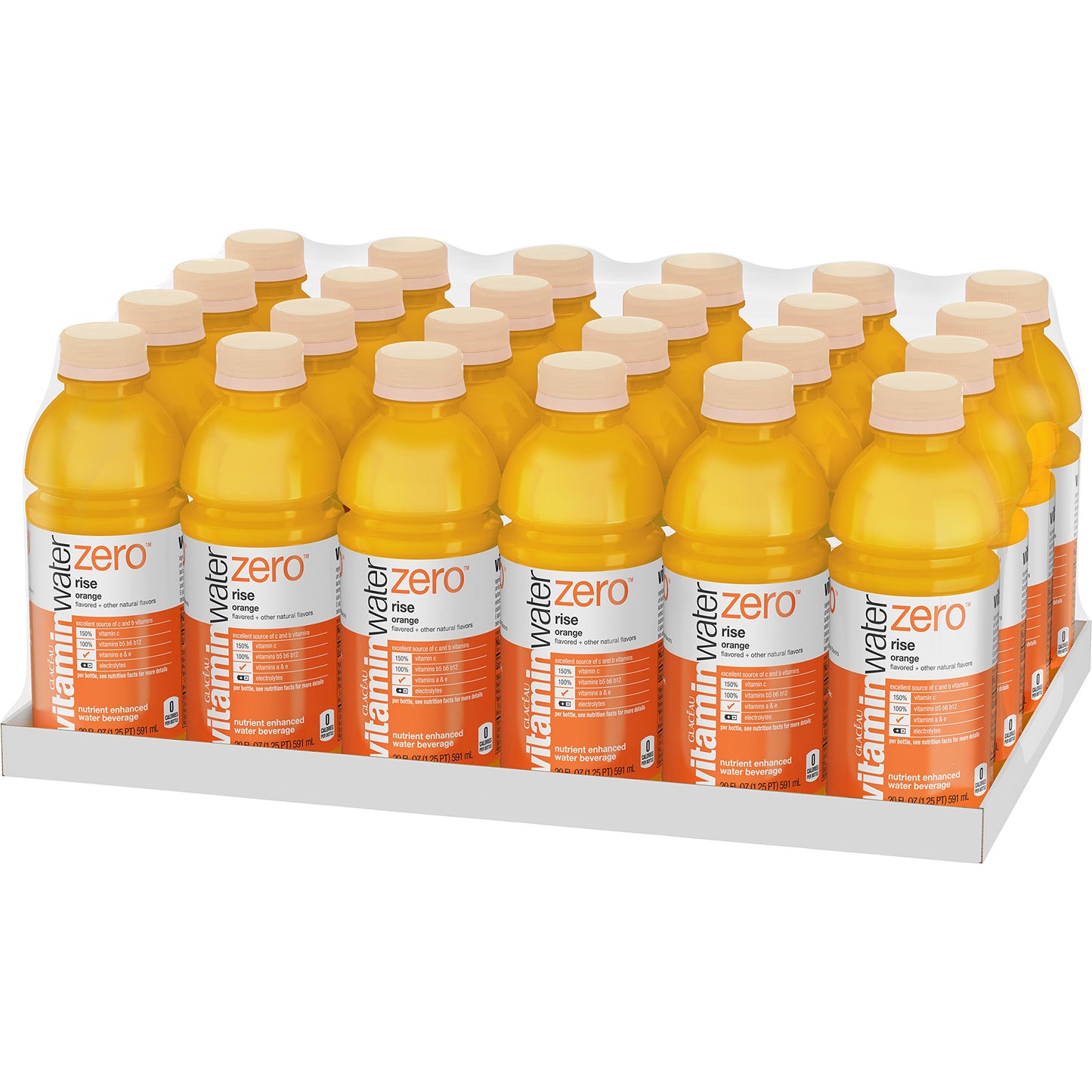 Vitaminwater Zero Rise, Electrolyte Enhanced Water W/ Vitamins, Orange Drinks, 20 Fl Oz, 24 Pack