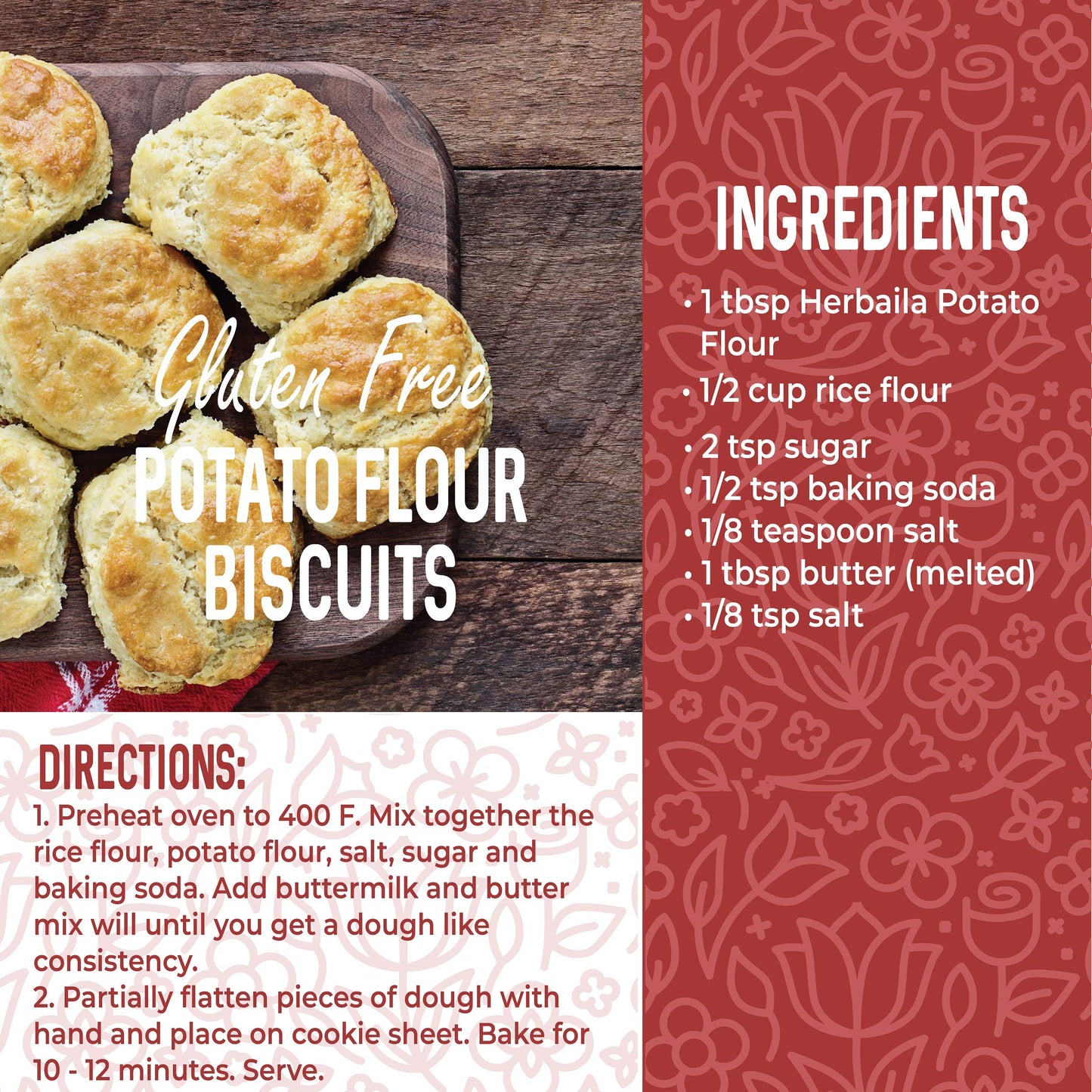 Potato Flour 32oz, Potato Bread Flour, Gluten Free Flour, Made from Whole Potatoes, Very Fine, Non-GMO