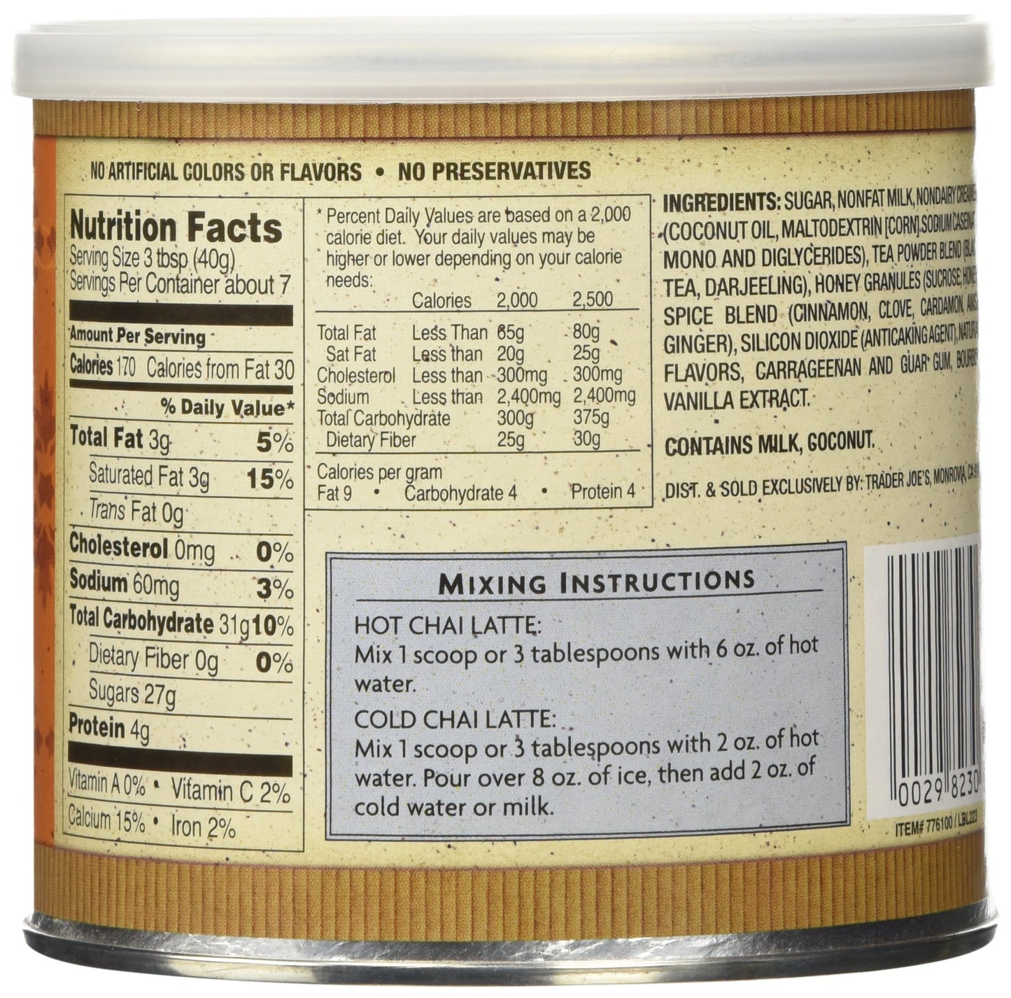 Trader Joe'S Spicy Chai Tea Latte Mix 10 Oz (Pack Of 3)
