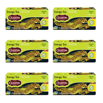 Celestial Seasonings Energy Green Tea, Caffeinated, 12 Tea Bags Box, (Pack Of 6)