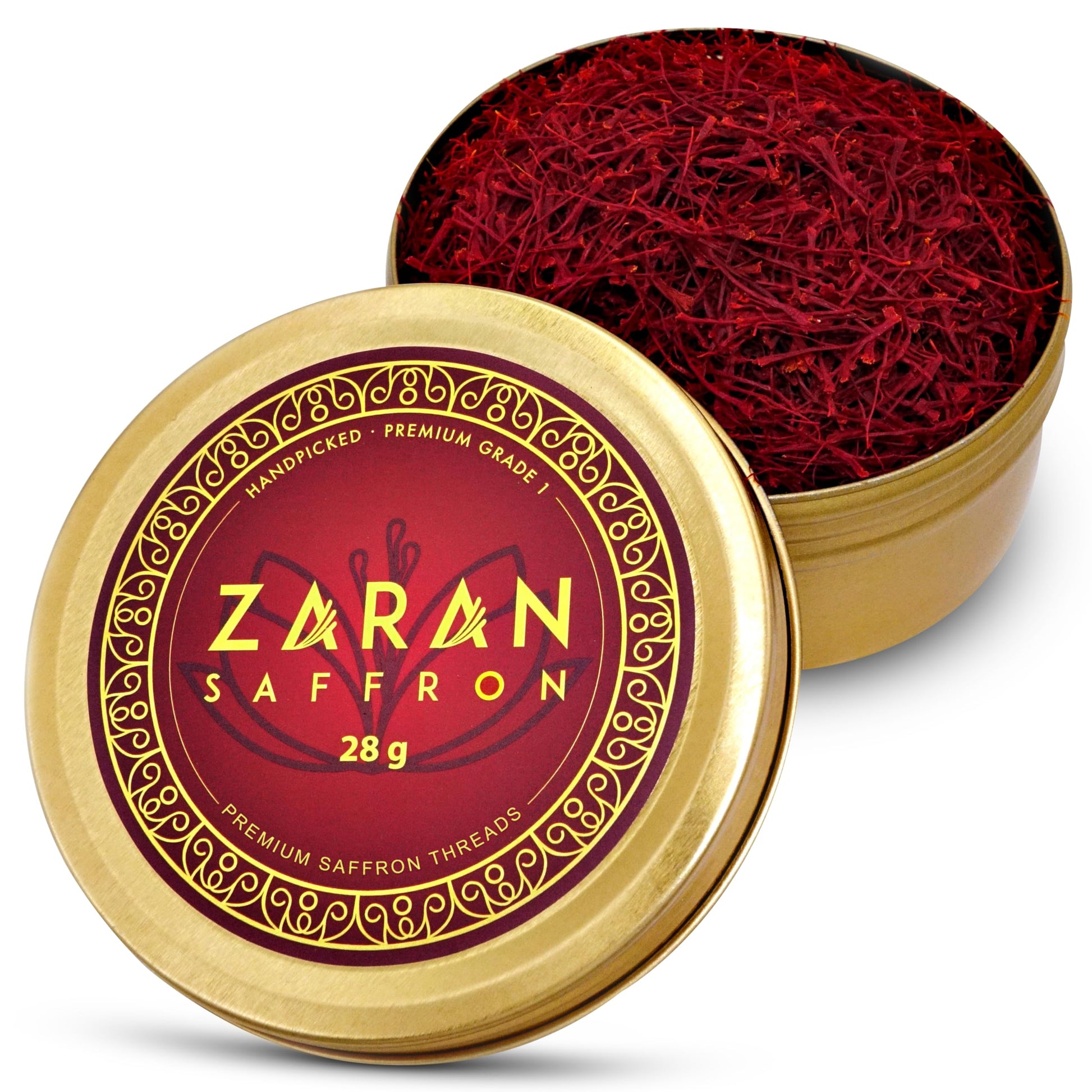 Zaran Saffron, Superior Saffron Threads (Super Negin) enhanced grade Saffron Spice for Paella, Risotto, Teas, and all Culinary Uses (28 Grams)
