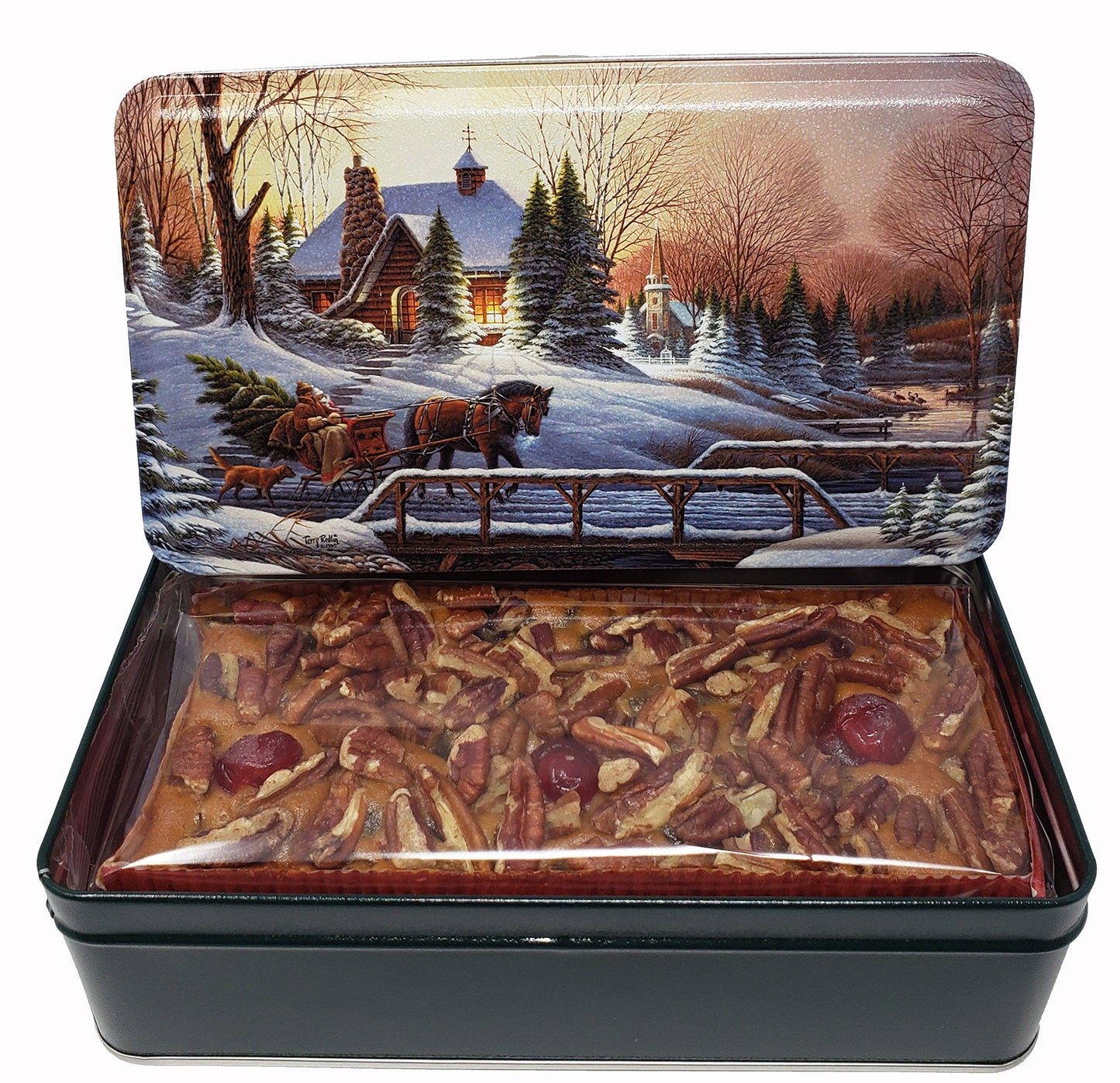 Jane Parker Fruitcake Classic Light Fruit Cake 1 pound (16 Ounce) Loaf in a Collectible Holiday Tin-Holiday Cake-Christmas Cake-
