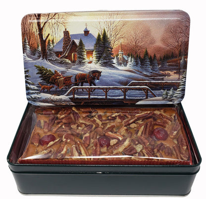 Jane Parker Fruitcake Classic Light Fruit Cake 1 pound (16 Ounce) Loaf in a Collectible Holiday Tin-Holiday Cake-Christmas Cake-