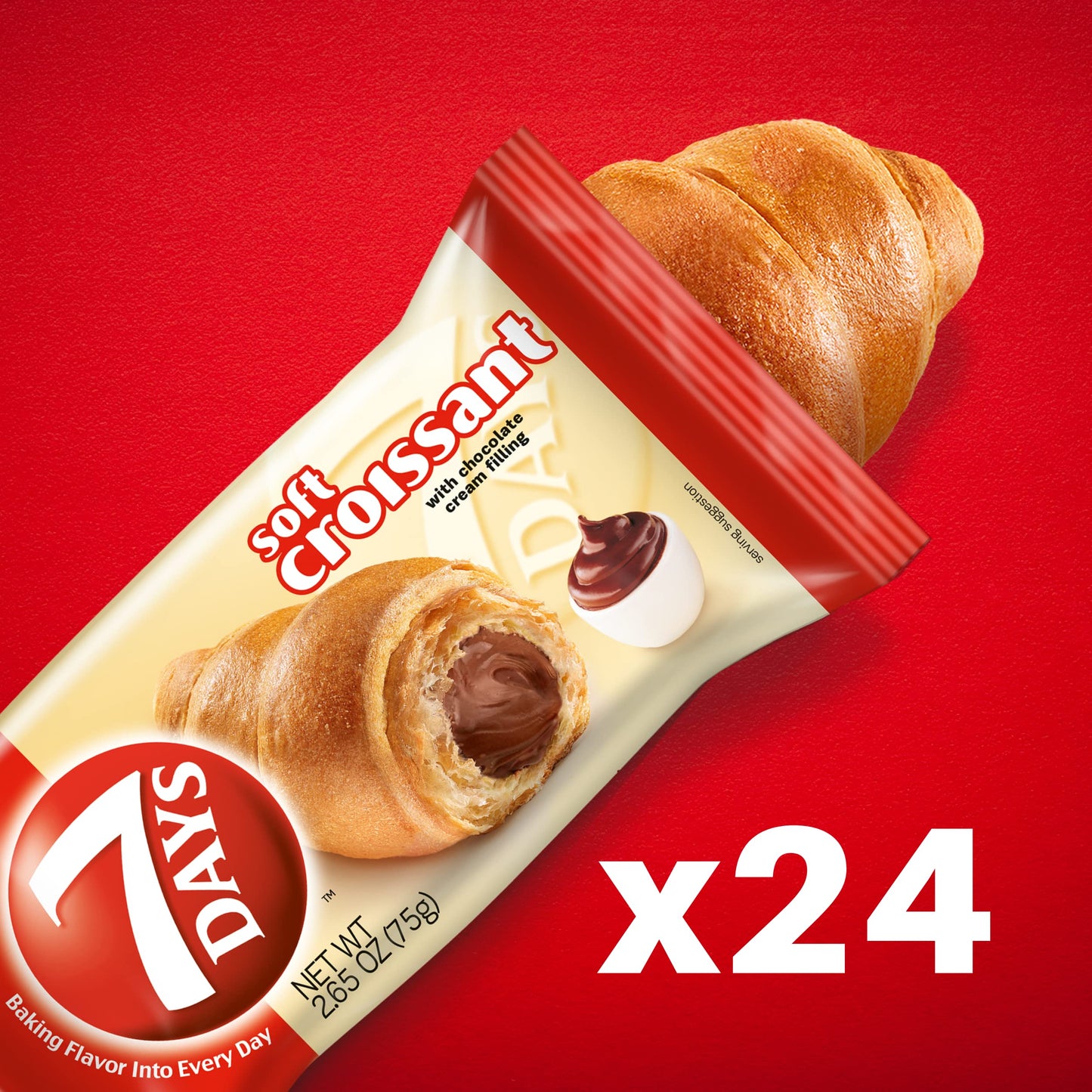 7Days Soft Croissant, Chocolate, Perfect Breakfast Pastry Or Snack, Non-Gmo 2.65 Ounce (Pack Of 24)