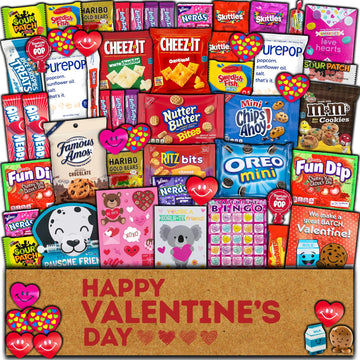 Valentine's Day Care Package (55ct) Snack Box Gift Bundle Assortment Chocolates Candy Treats Basket - For Boyfriend Girlfriend B
