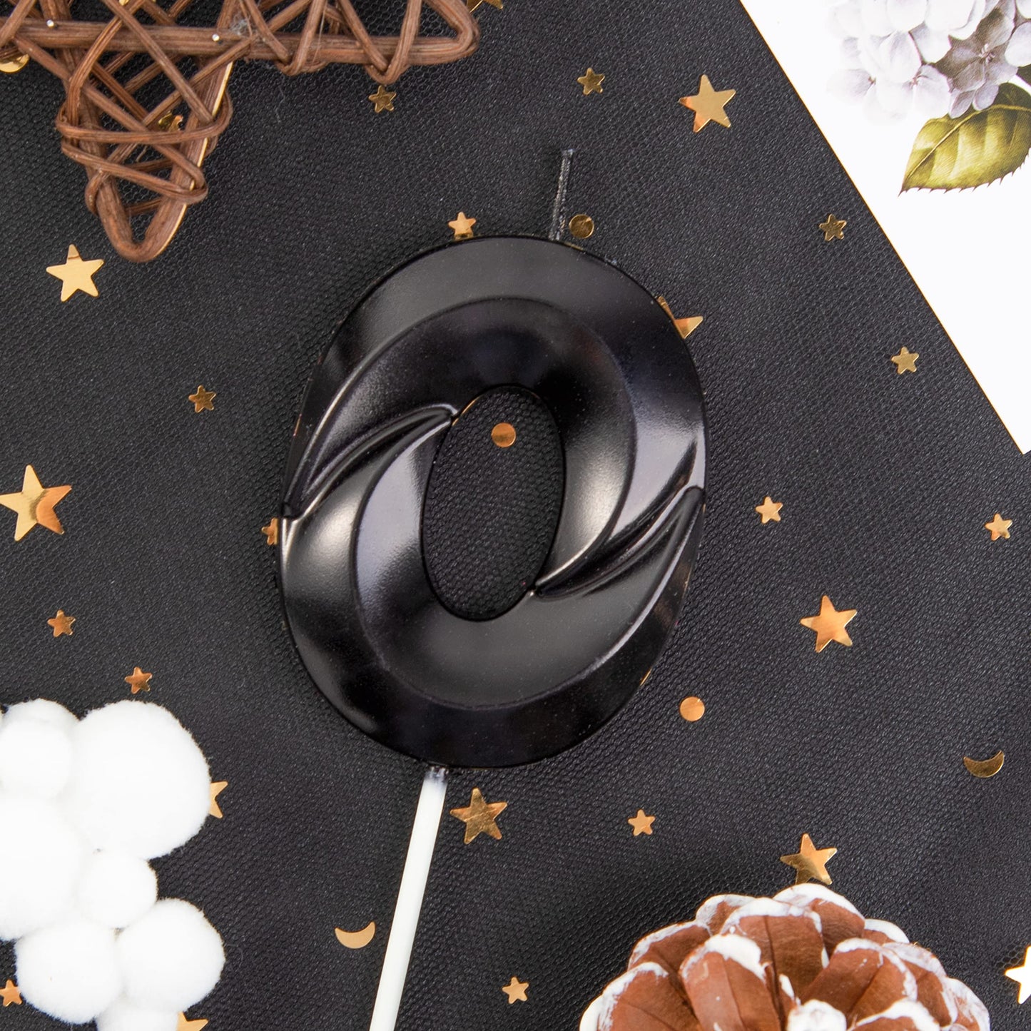 PHD CAKE Birthday Candles - Black Number 0, 2.76 Inch Wax Cake Decoration