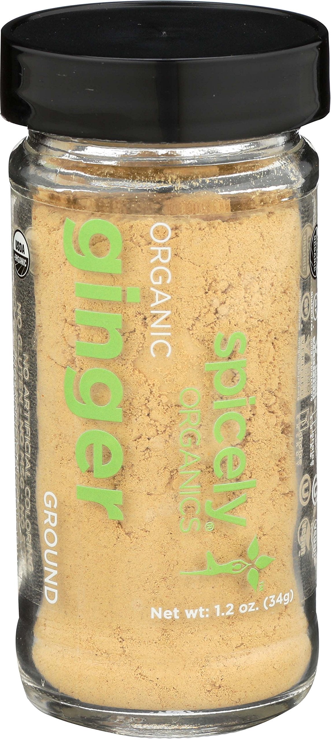 Spicely Organics USDA Certified Organic Ginger Ground, No Artificial Colors or Preservatives, Zero Sugar, Vegan Friendly, Kosher