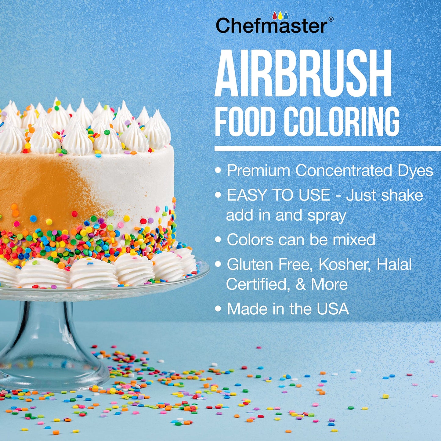 U.S. Cake Supply - Complete Cordless Handheld Airbrush Cake Decorating System, Professional Kit With A Full Selection Of 12 Vivid Airbrush Food Colors - Decorate Cakes, Cupcakes, Cookies & Desserts