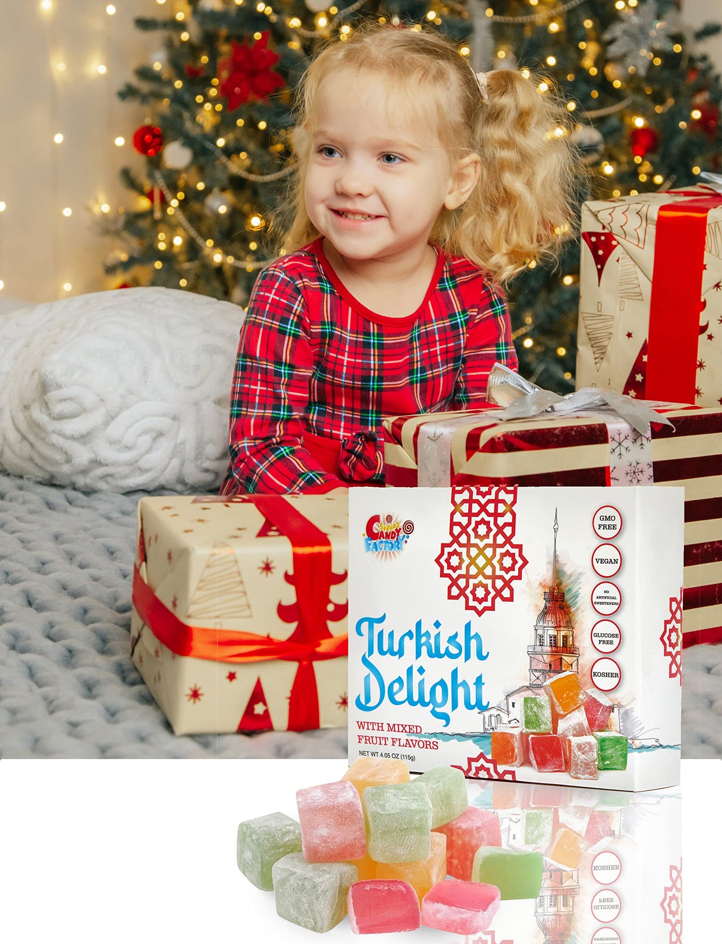 Sarah'S Candy Factory Turkish Delight With Assorted Fruit Flavors (4.05 Oz) Gift Box, Gift Basket