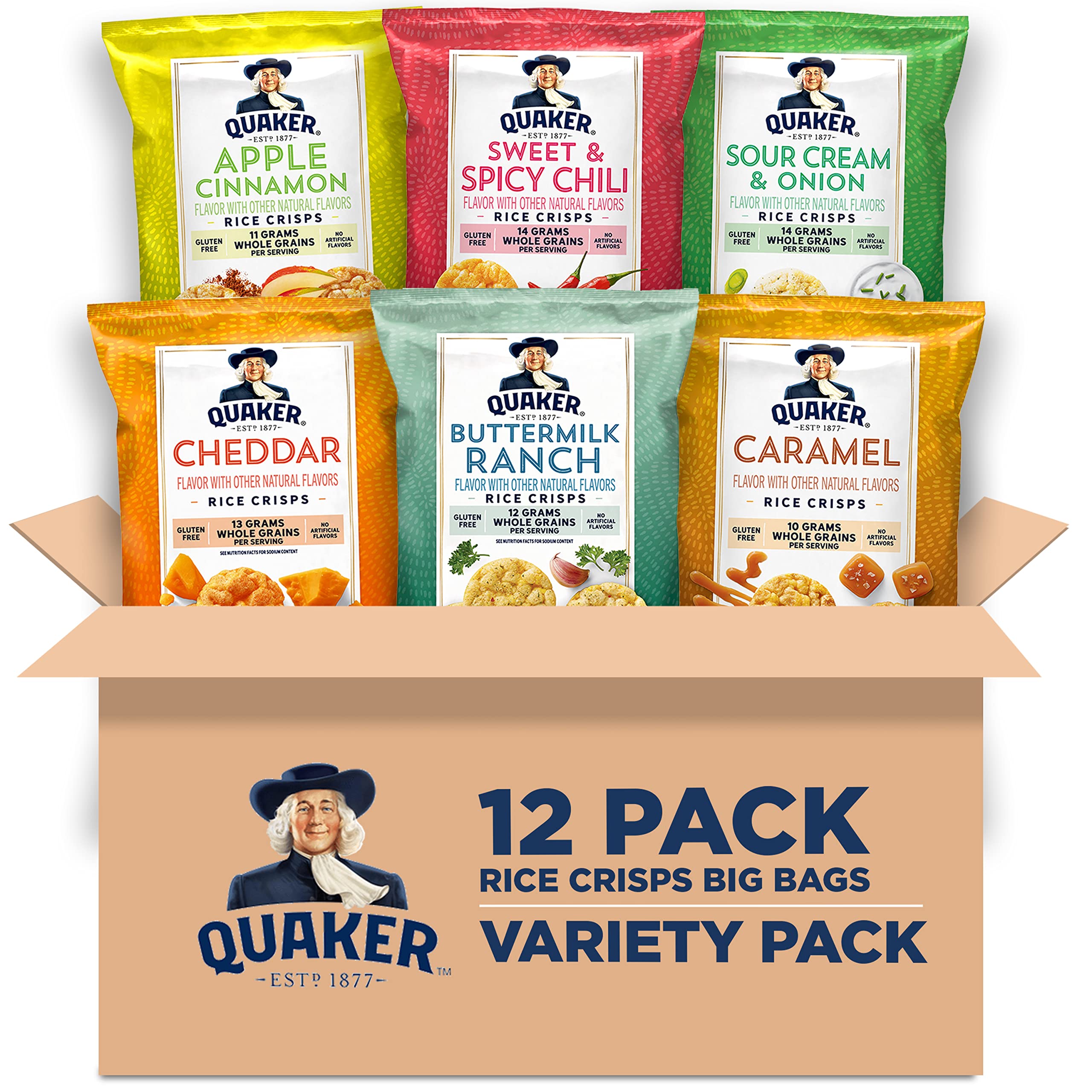 Quaker Rice Crisps, 6 Flavor Variety Pack, 12 Count – Groceryeshop