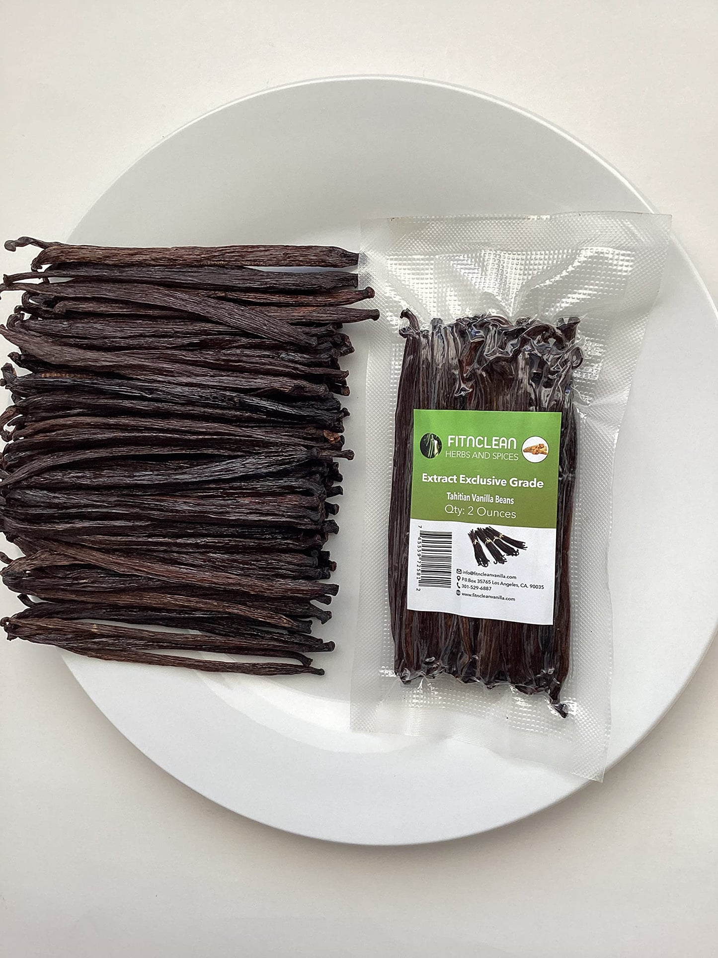 2Oz. Tahitian Vanilla Beans Grade B Extract Exclusive (1/8 Lb) Bulk|4''-5'' Whole Natural Raw Non-Gmo Pods By Fitnclean Vanilla