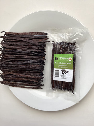 2Oz. Tahitian Vanilla Beans Grade B Extract Exclusive (1/8 Lb) Bulk|4''-5'' Whole Natural Raw Non-Gmo Pods By Fitnclean Vanilla