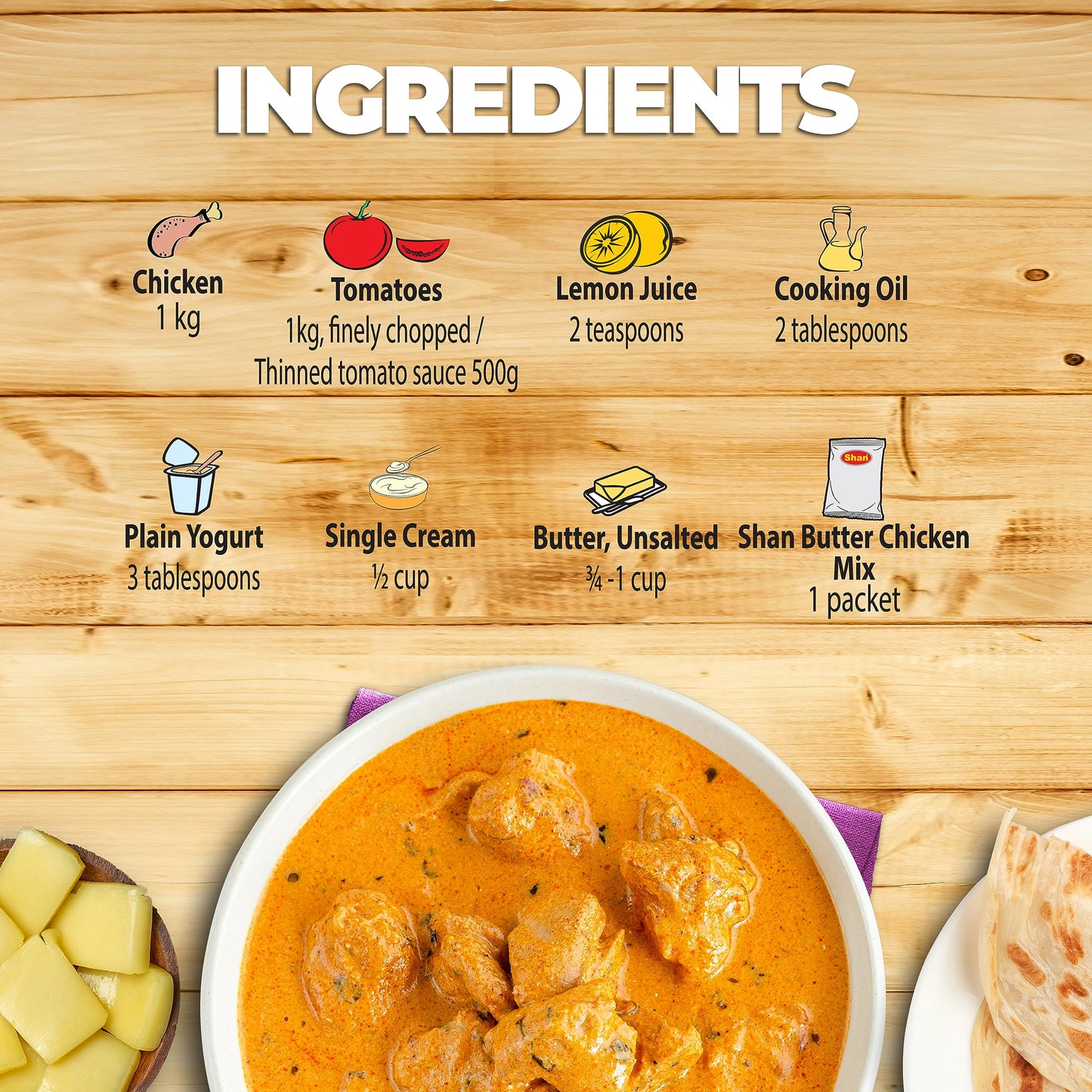 Shan - Butter Chicken Seasoning Mix (50G) - Spice Packets For Chicken In Butter Sauce (Pack Of 4)