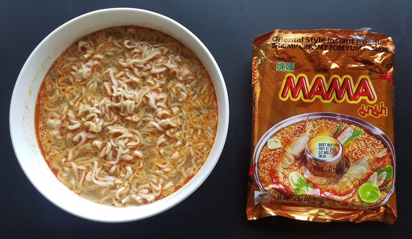 Mama Oriental Style Instant Noodles Shrimp Creamy Tom Yum Flavor (10 Pack)