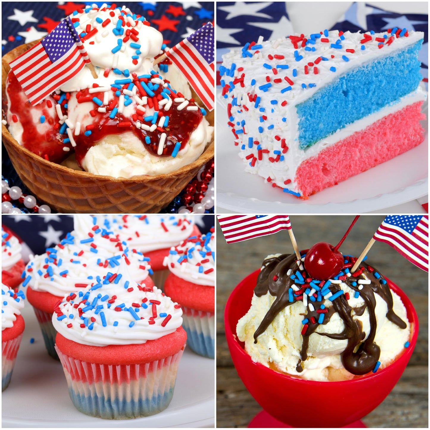 Cake Mate Patriotic Decorating Kit - Red & Blue Sugar, Sprinkles, Icing - 2.25 oz, 1.75 oz, 7 oz - Perfect for Cookies, Cakes, Cup