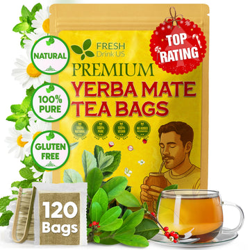 FreshDrinkUS  Yerba Mate Tea Bags | 120 Tea Bags | Traditional South American Herbal Tea - Smooth & Refreshing Flavor - enhanced Quality  Sustainably Sourced. Vegan.