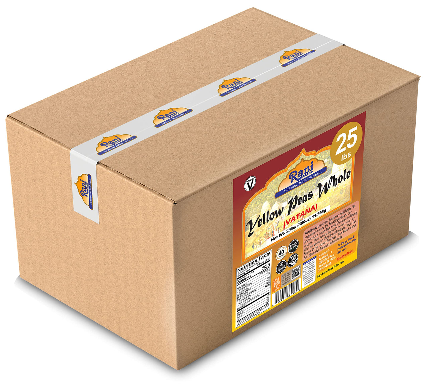 Rani Yellow Peas Whole, Dried (Vatana, Matar) 400Oz (25Lbs) 11.36Kg Bulk Box ~ All Natural | Vegan | Gluten Friendly | Product O