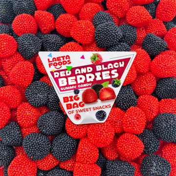 Berries Gummy Candy | 2 Pound Bag | Red and Black Soft Snacks
