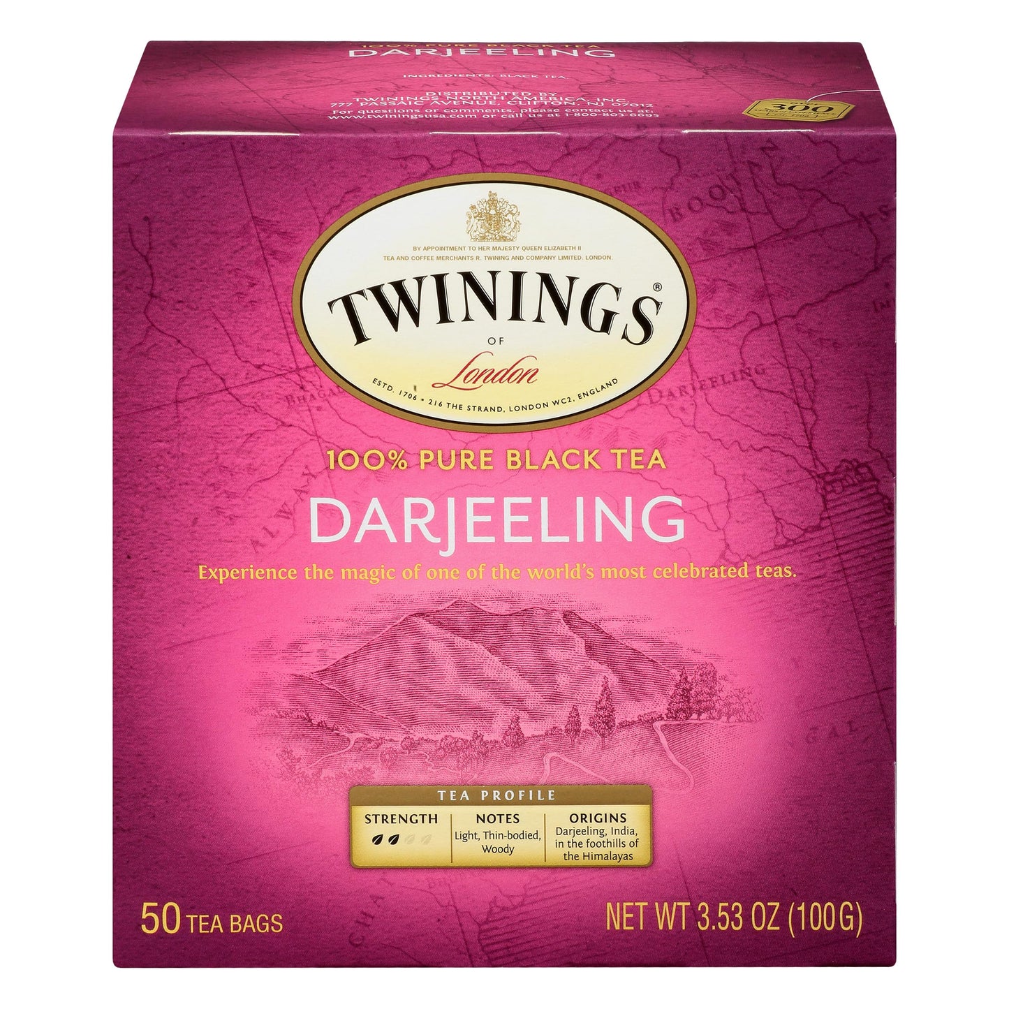 Twinings Darjeeling Black Tea Individually Wrapped Bags, 50 Count (Pack of 6), Delicate Light Taste, Caffeinated, Enjoy Hot or I