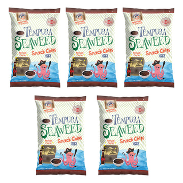 Japanese Tempura Seaweed Chips - Teriyaki Flavor | 0.95oz x 5 Pack | Made in Japan by Swashbuckle Snacks