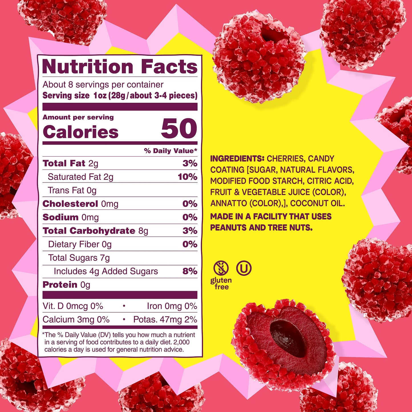 Fruit Riot x Olipop Crunchy Candy Cherries, Vintage Cola, Made with Real Fruit, 8oz, Gluten-Free