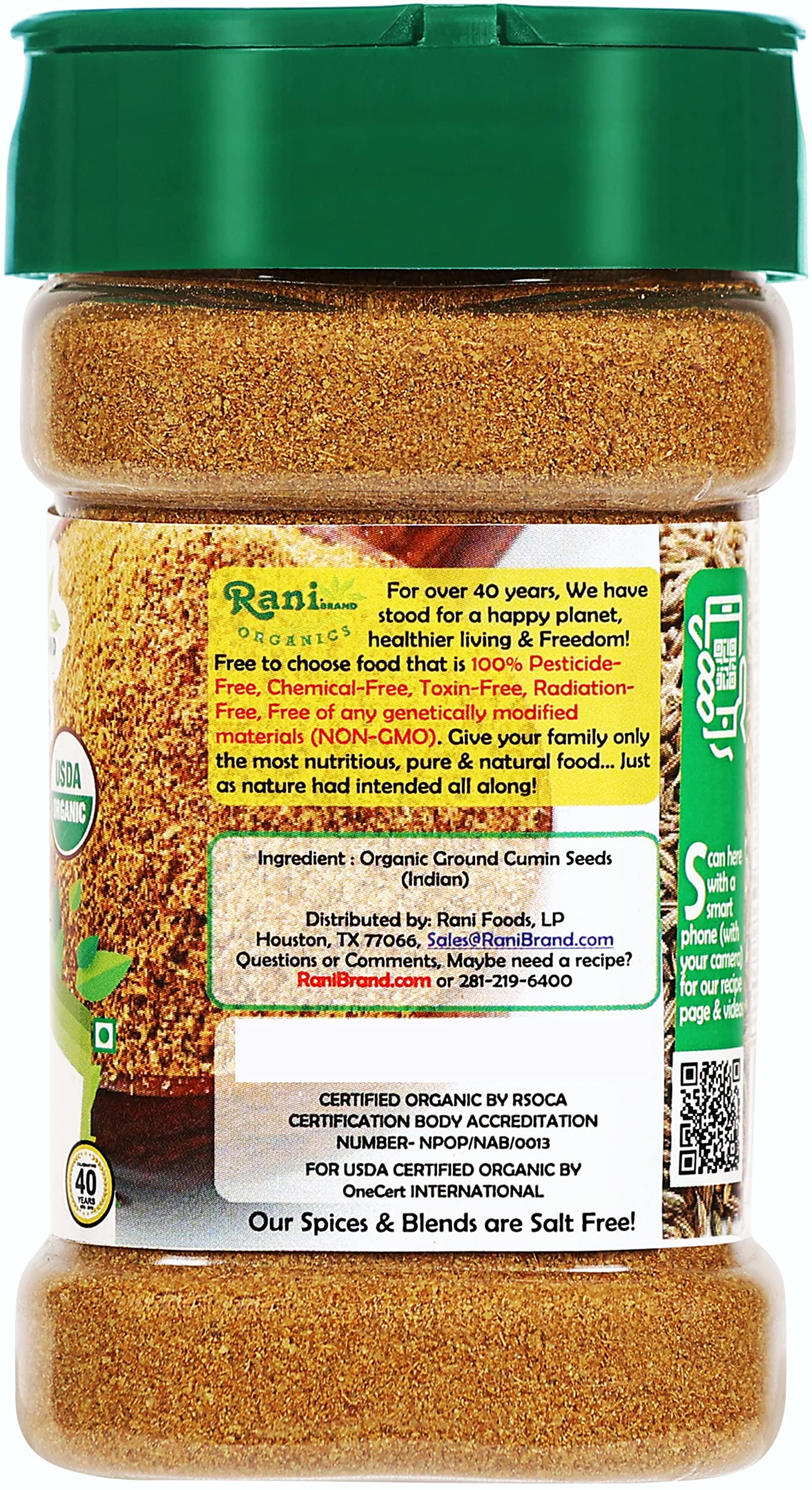 Rani Organic Cumin Powder (Jeera Powder) 3oz (85g) PET Jar ~ All Natural | Vegan | Gluten Friendly | NON-GMO | Indian Origin | U