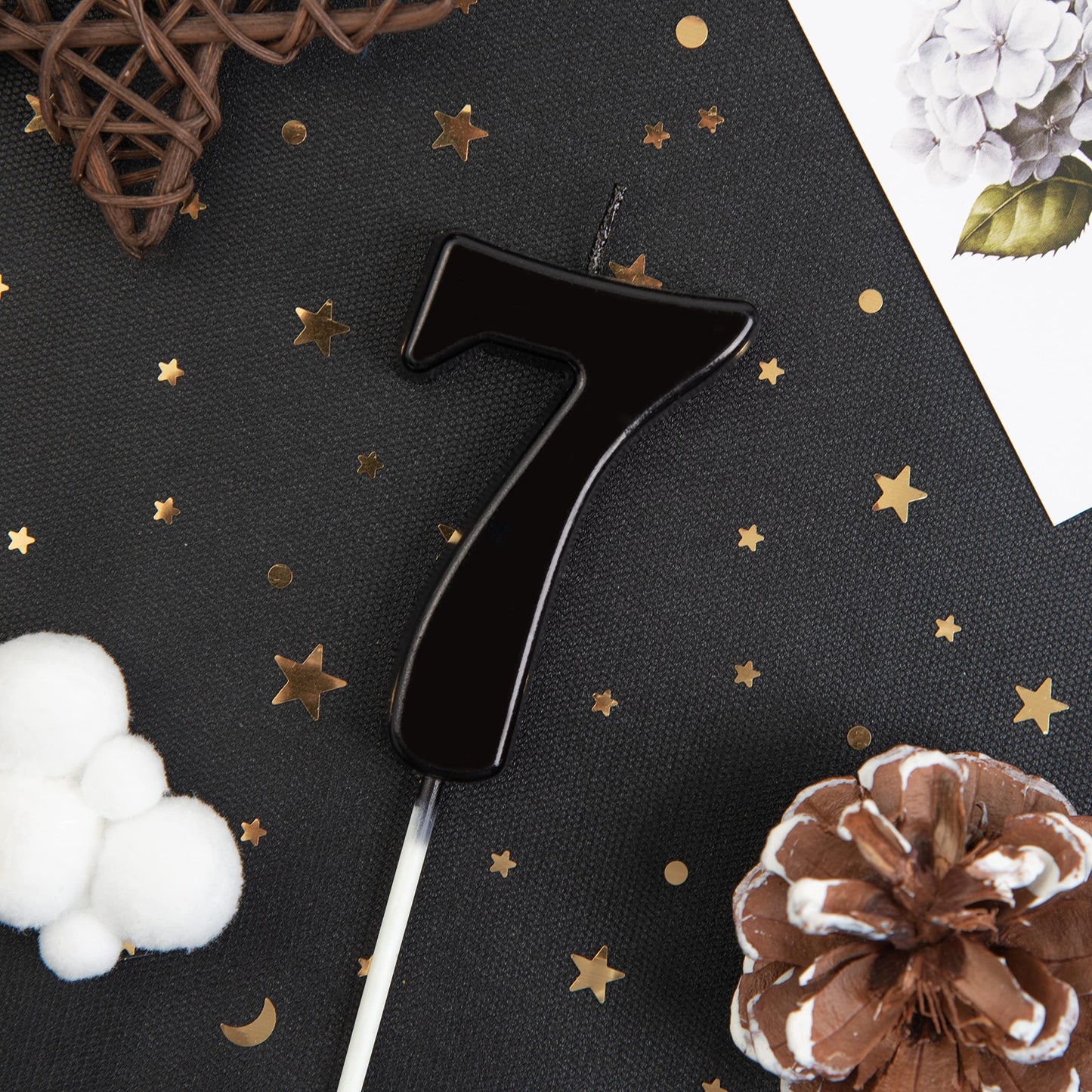PHD CAKE 2.76 Inch Black Number Birthday Candles, Wax Material, Size 7