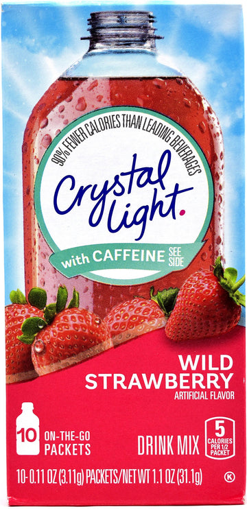 Crystal Light On The Go Wild Strawberry Drink Mix with Caffeine, 10-Pack, 0.11 Ounce Each, Pack of 6
