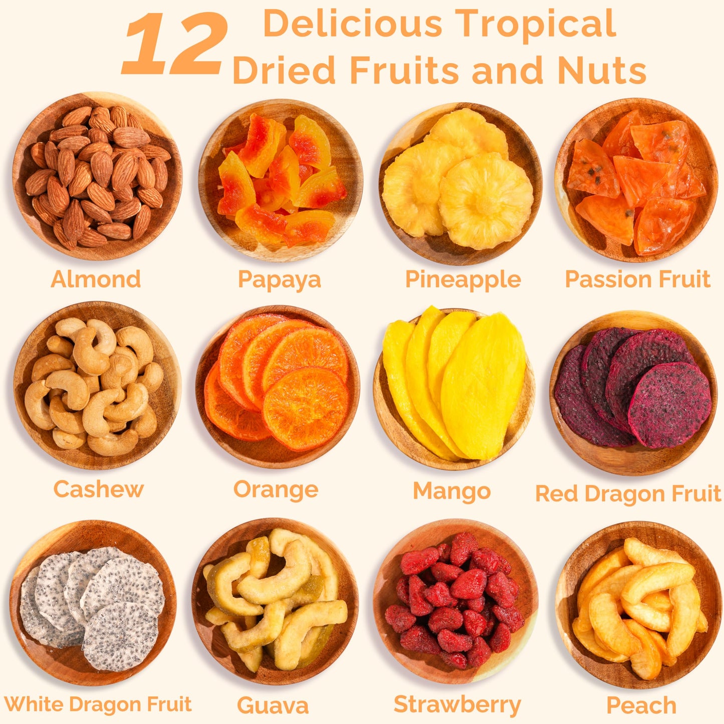 TropiJoy Dried Fruit Gift Basket - 12 Tropical Flavors - XL Size - Soft Dry Fruit and Nuts Gift for Thanksgiving