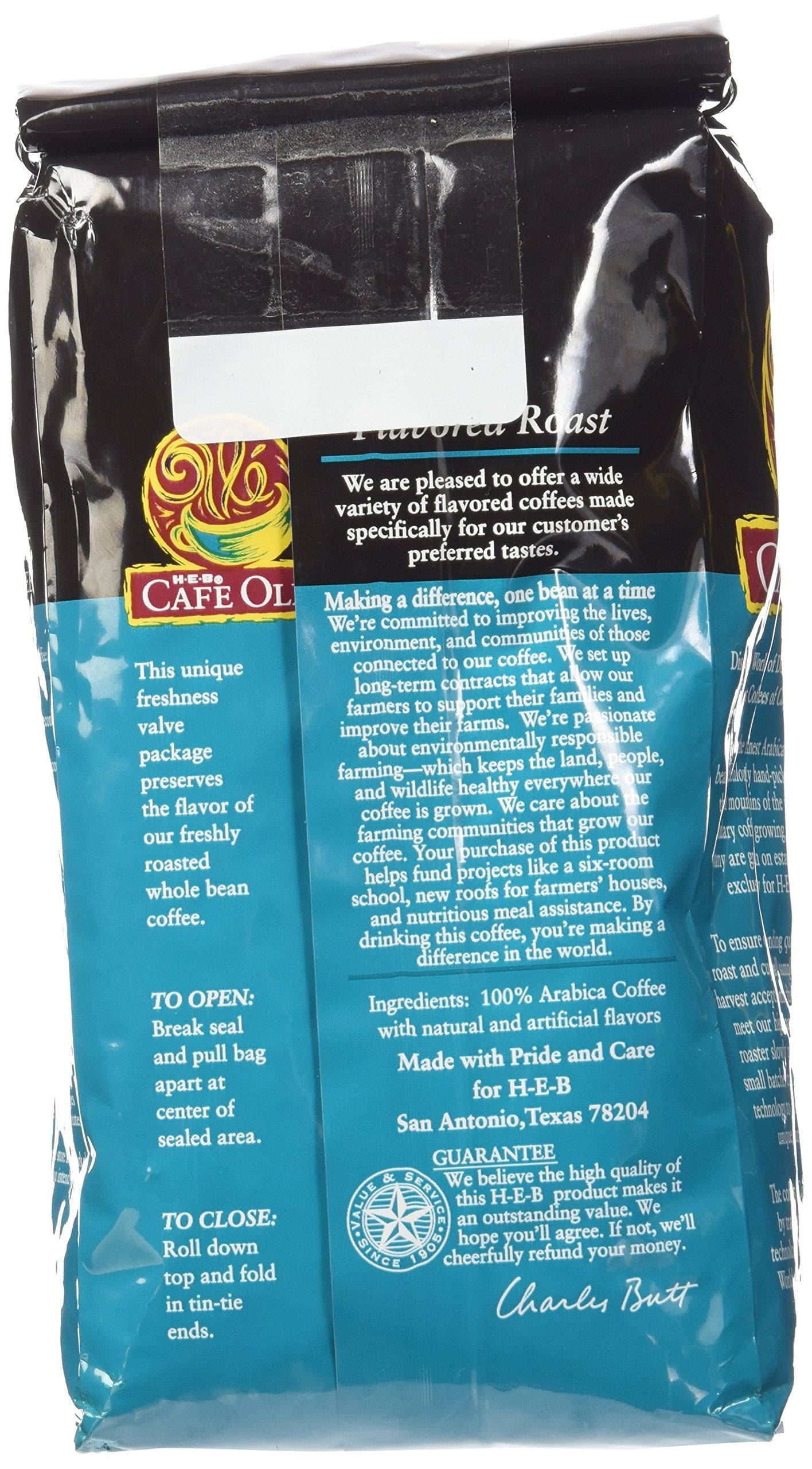 HEB Cafe Ole Whole Bean Coffee 12oz Bag (Pack of 3) (Texas Pecan - Medium Dark Roast (Full City))