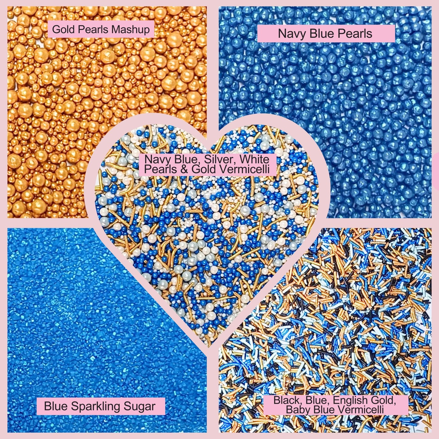 Confect Edible Sprinkles, Marine Royalty Theme, Assorted Pack, 5 Oz, Vegan, Gluten-Free, Multicolor