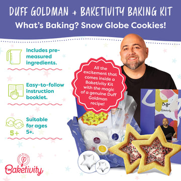 Baketivity Snow Globe Cookies Baking Kit - Duff Goldman Cooking Recipe - Diy Family Fun Cookie Making Kit - Pre Measured Ingredi