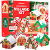 Gingerbread House kit [Set of 4] Mini Village Gingerbread Decorating House Kit Fun Holiday Activity for Kids, Ease Crafted Groov