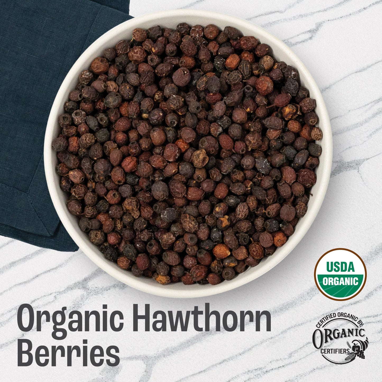 J MAC BOTANICALS Organic Dried Hawthorn Berries, 4 oz Resealable Bag, Whole Hawthorn Berry from Eastern Europe