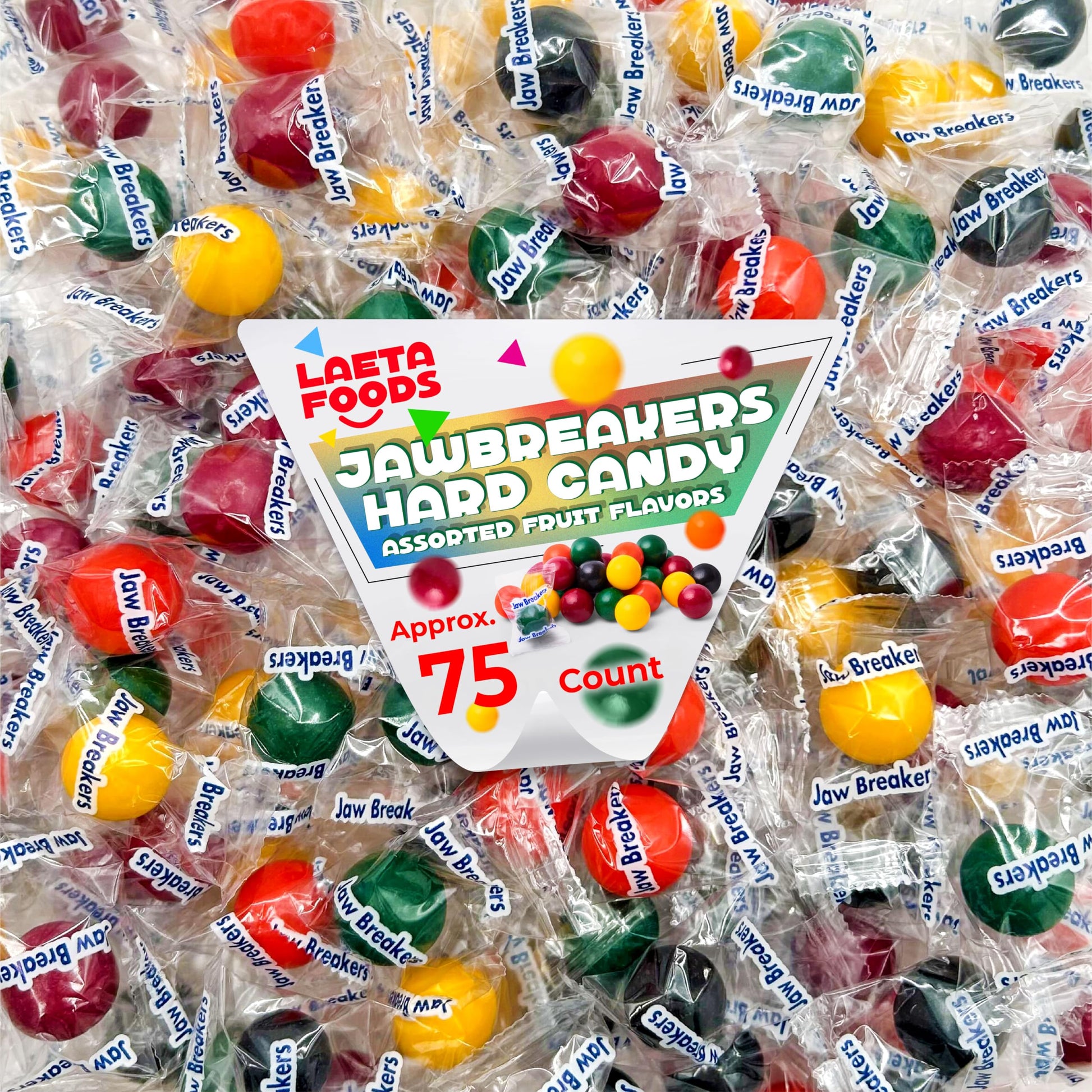 Jawbreakers Hard Candy | 1 Pound Bag | Fruit Flavored Assortment - Approx. 75 Count