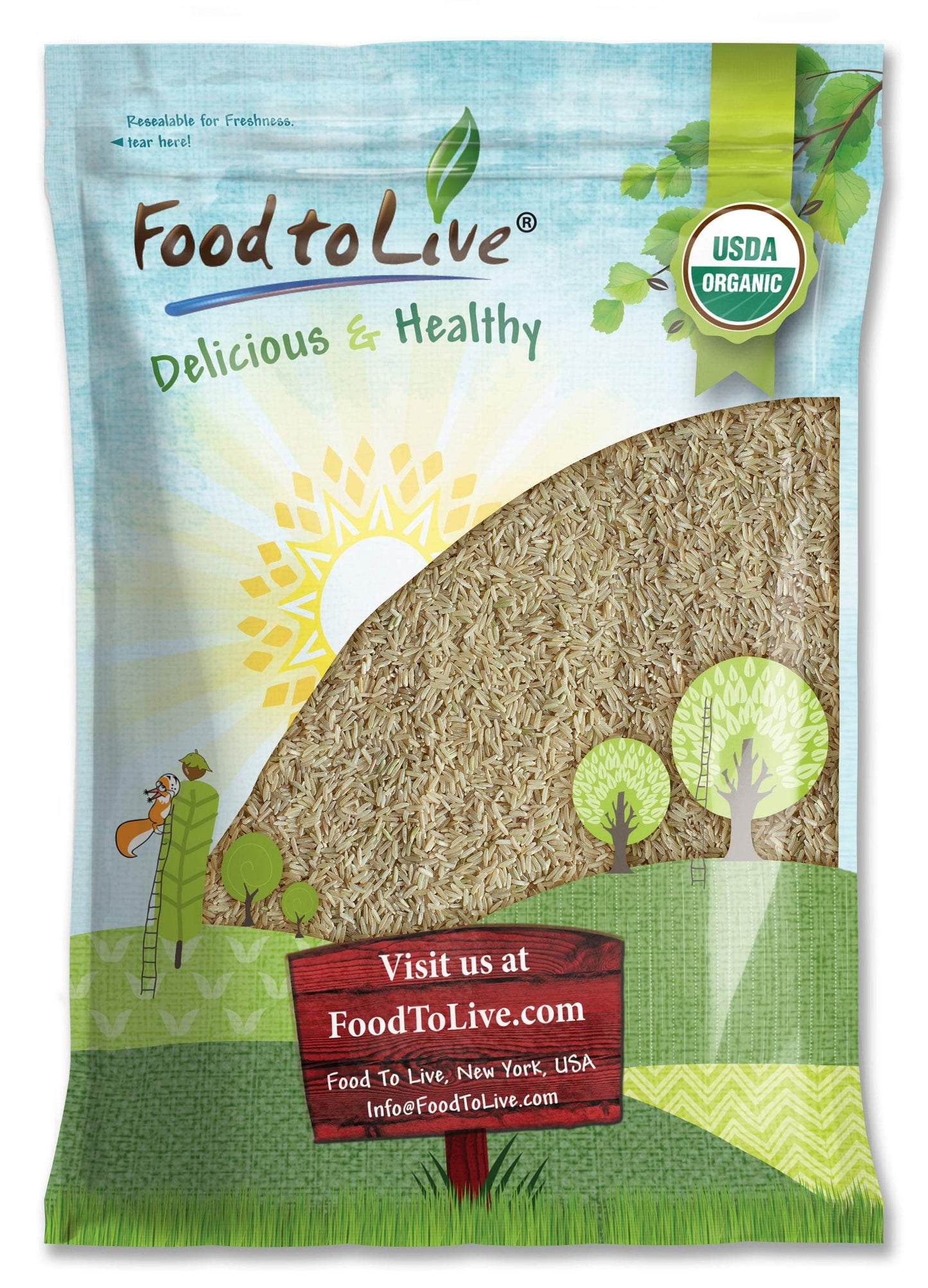 Food to Live Organic Long Grain Brown Rice, 15 Pounds - Non-GMO, Whole Grain, Raw, Non-Irradiated, Kosher, Vegan, Bulk. Chewy Te