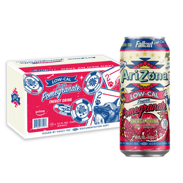 Arizona X Fallout Low Calorie Pomegranate Green Tea Energy Drink  15 Fl Oz (Pack Of 12) - 190Mg Energy Blend Per Can
