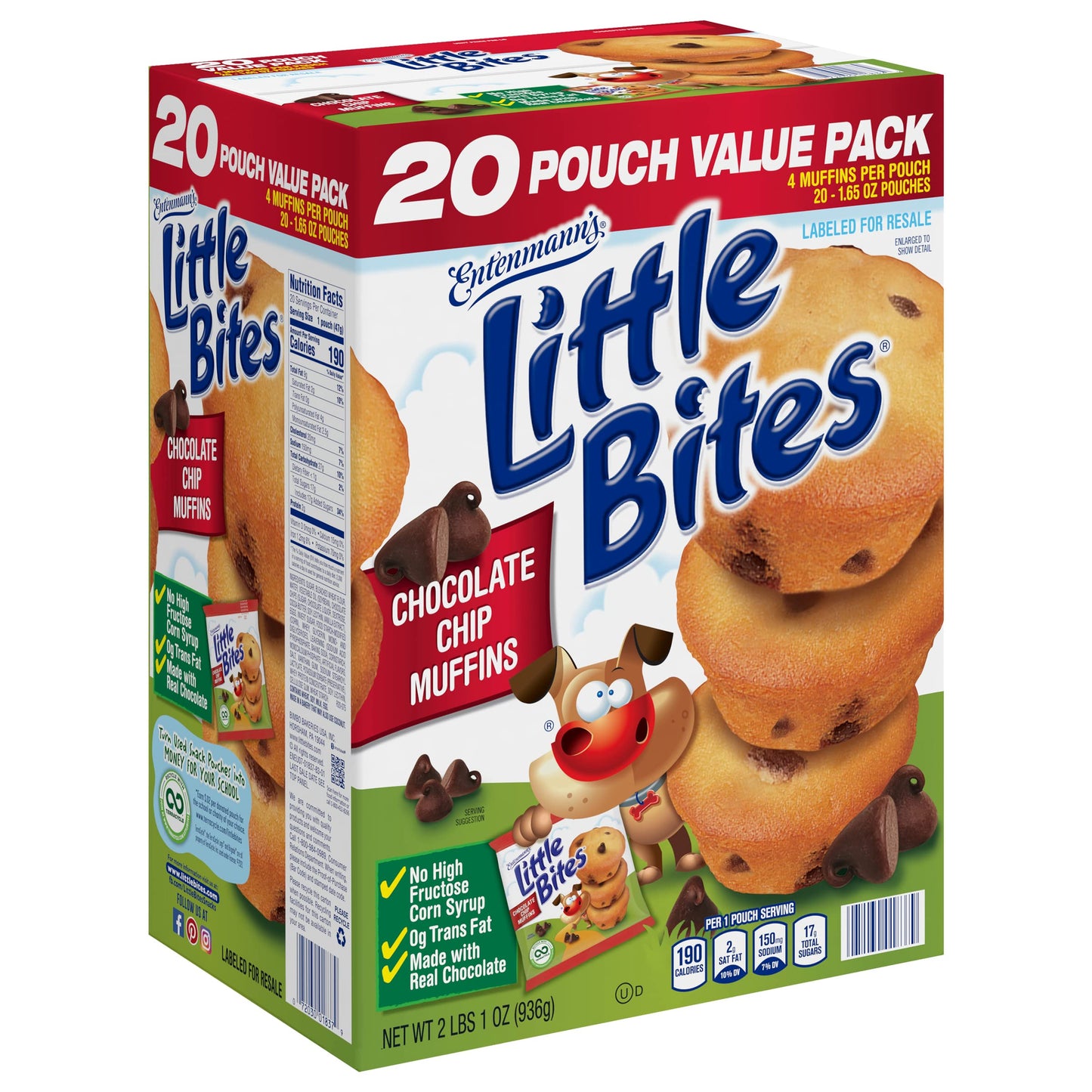 Entenmann'S Little Bites Chocolate Chip (Value Pack) Mini Muffins, 20 Packs, 33 Oz