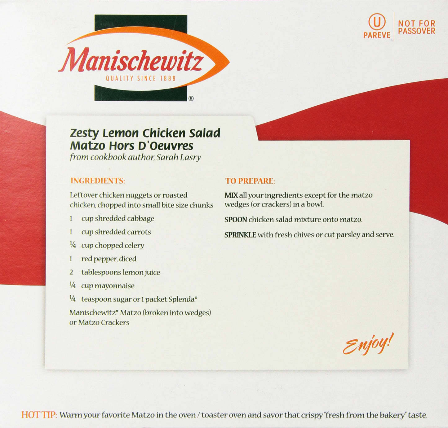 Manischewitz Cracker Matzo Tea Thin