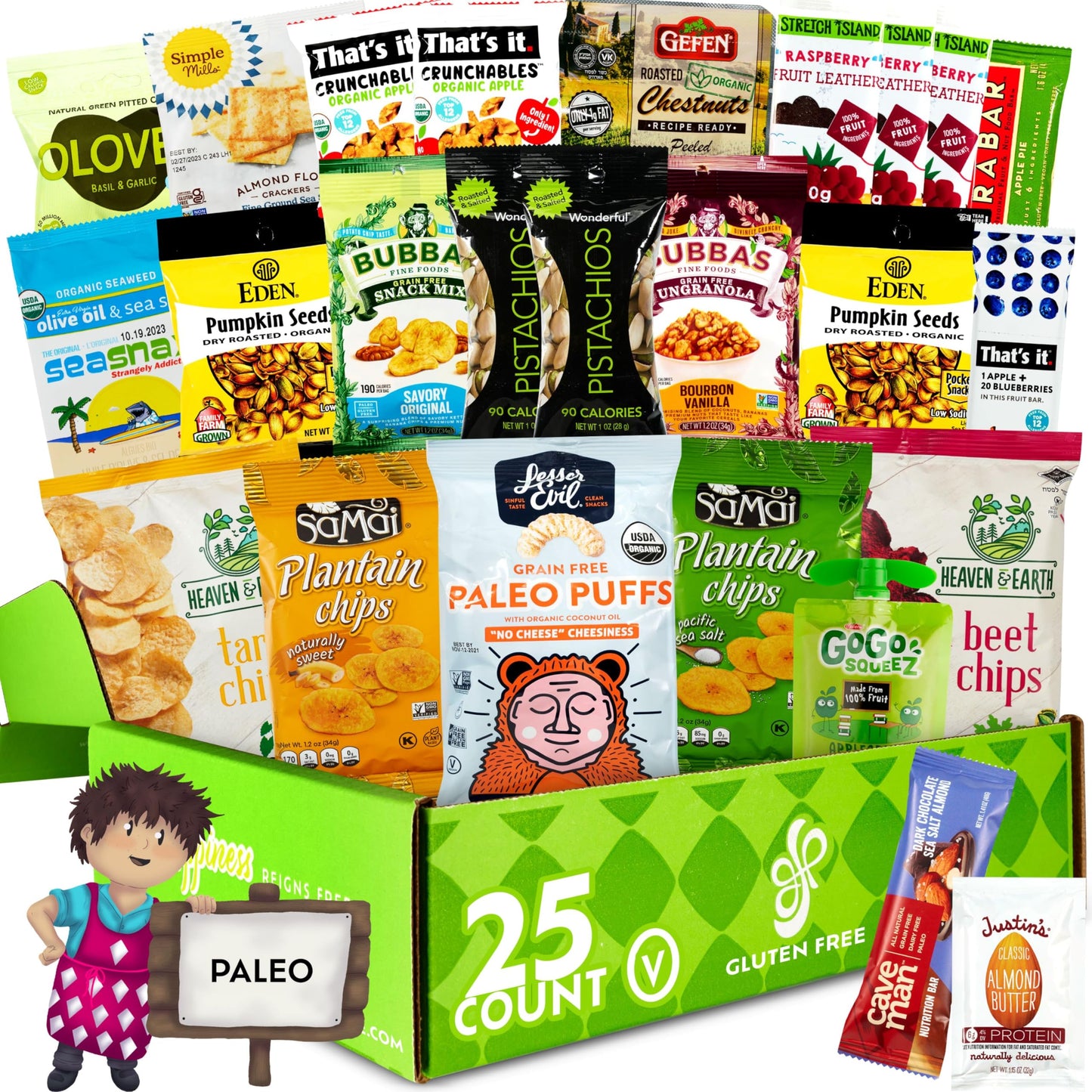 GLUTEN FREE PALACE Paleo Snacks Variety Pack - Healthy Snack Box for Adults - 25 Piece Set