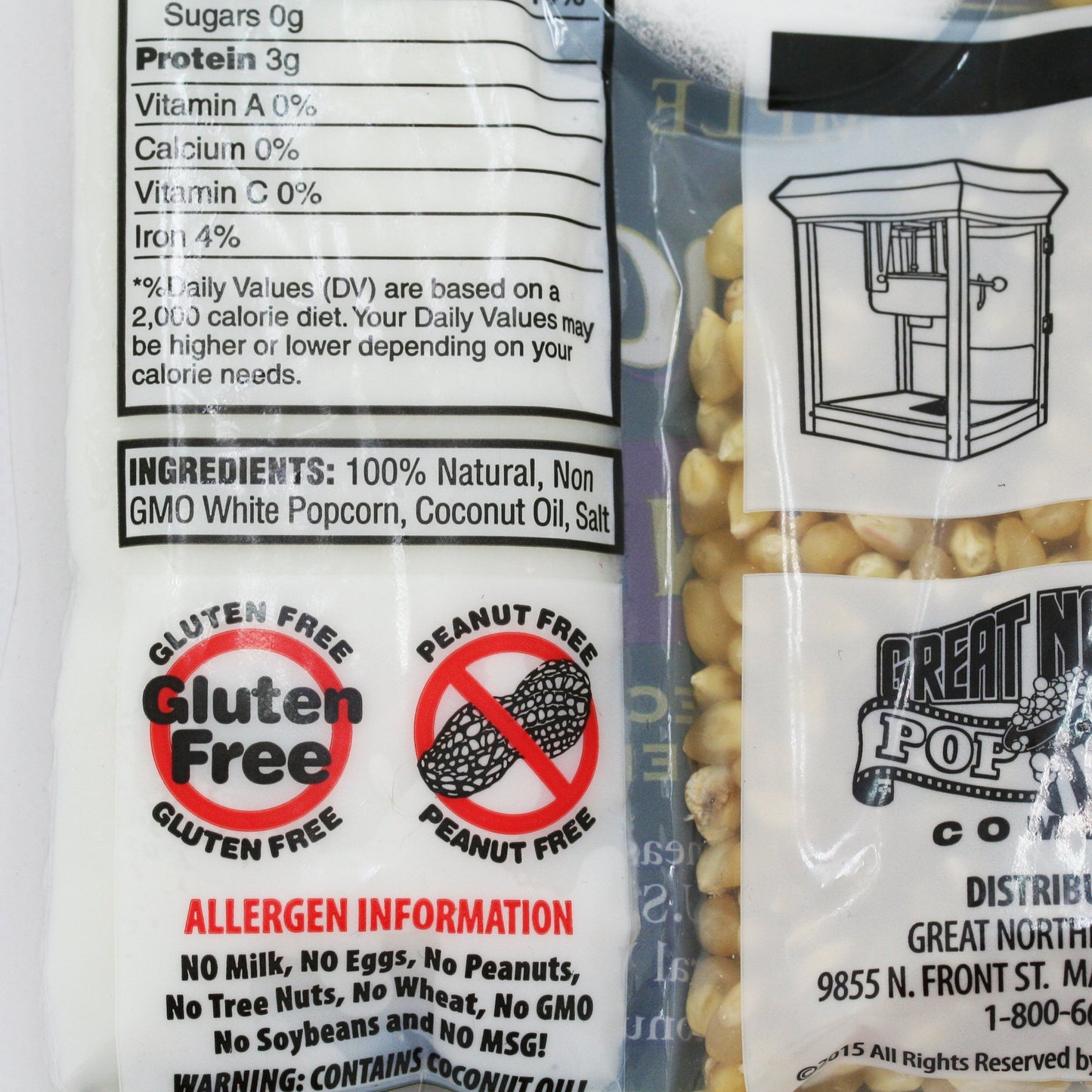 Great Northern Popcorn White Popcorn 8 oz Pack of 24 - Model 4139 GNP