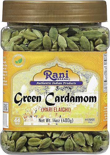 Rani Green Cardamom Pods Spice (Hari Elachi) 14Oz (400G) Pet Jar ~ All Natural | Vegan | Gluten Friendly | Non-Gmo | Product Of