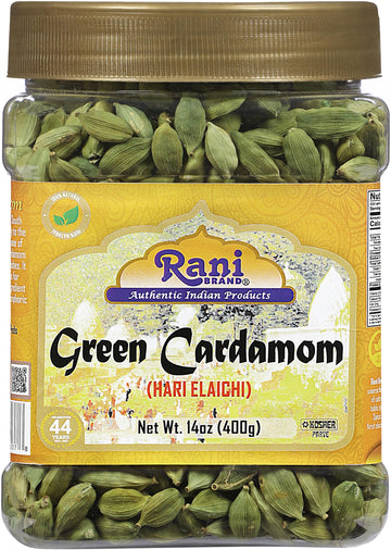 Rani Green Cardamom Pods Spice (Hari Elachi) 14Oz (400G) Pet Jar ~ All Natural | Vegan | Gluten Friendly | Non-Gmo | Product Of
