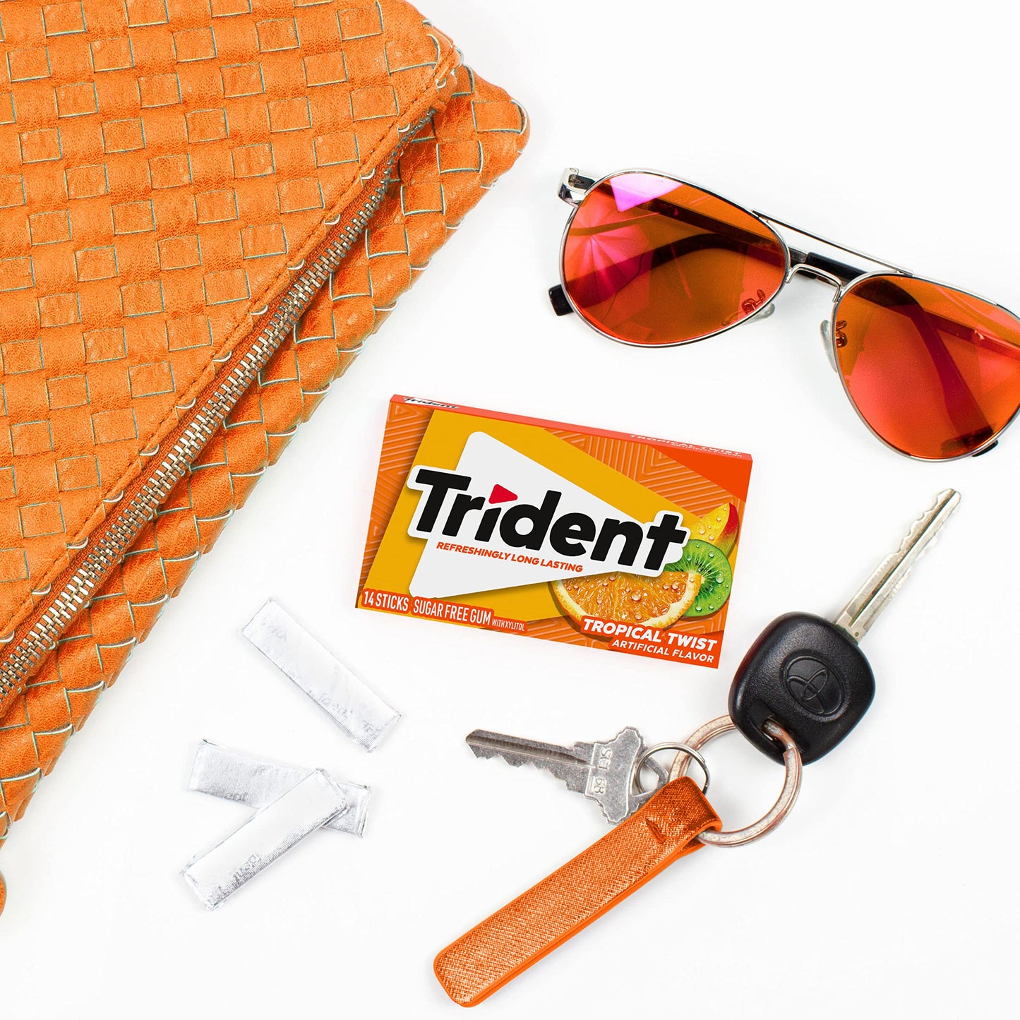 Trident Sugar Free Gum Variety Pack, Watermelon Twist & Tropical Twist Flavors, 15 Packs Of 14 Pieces (210 Total Pieces)