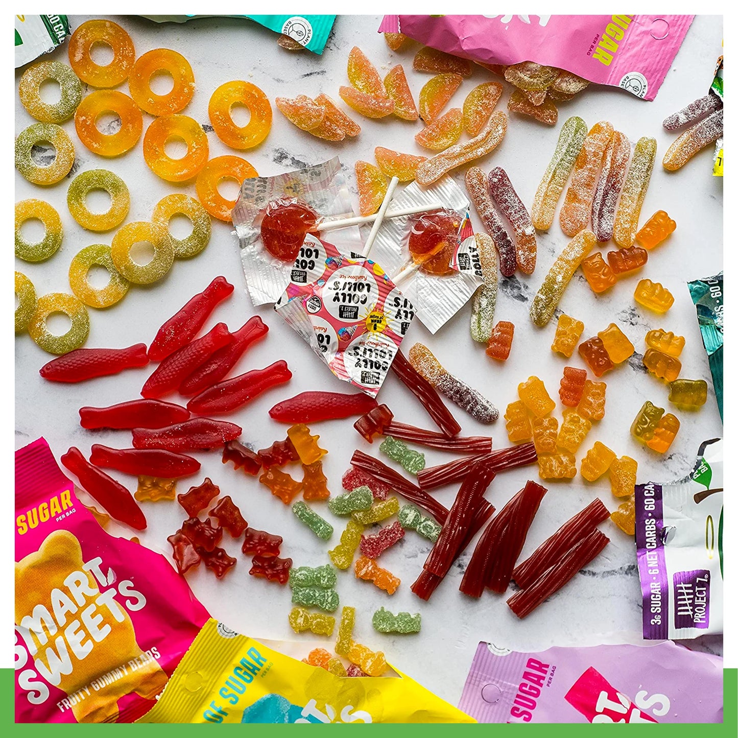 SmartSweets, Joyride Project 7 Low Sugar Candy Variety Box - Low Calorie, High Fiber, Low Carb Gummies and Lollipops