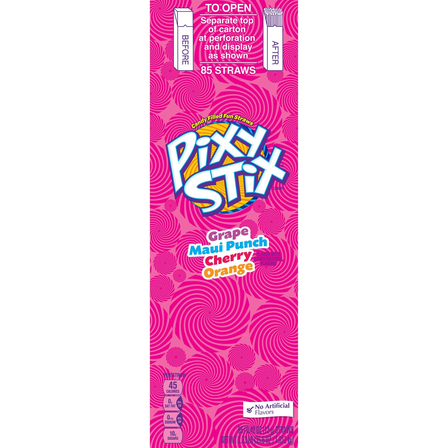 Wonka Pixy Stix Powder Candy-filled Straws, Sweet and tart candy, Springtime Easter Candy, 0.42 oz (85 Count) (Pack of 2)