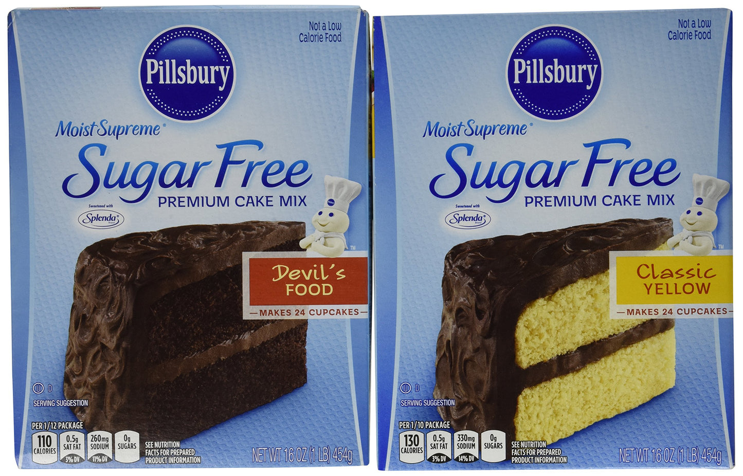 Pillsbury Sugar Free Cake Mix Value Bundle - 1 Box Sugar Free Devil'S Food Cake & Classic Yellow Cake