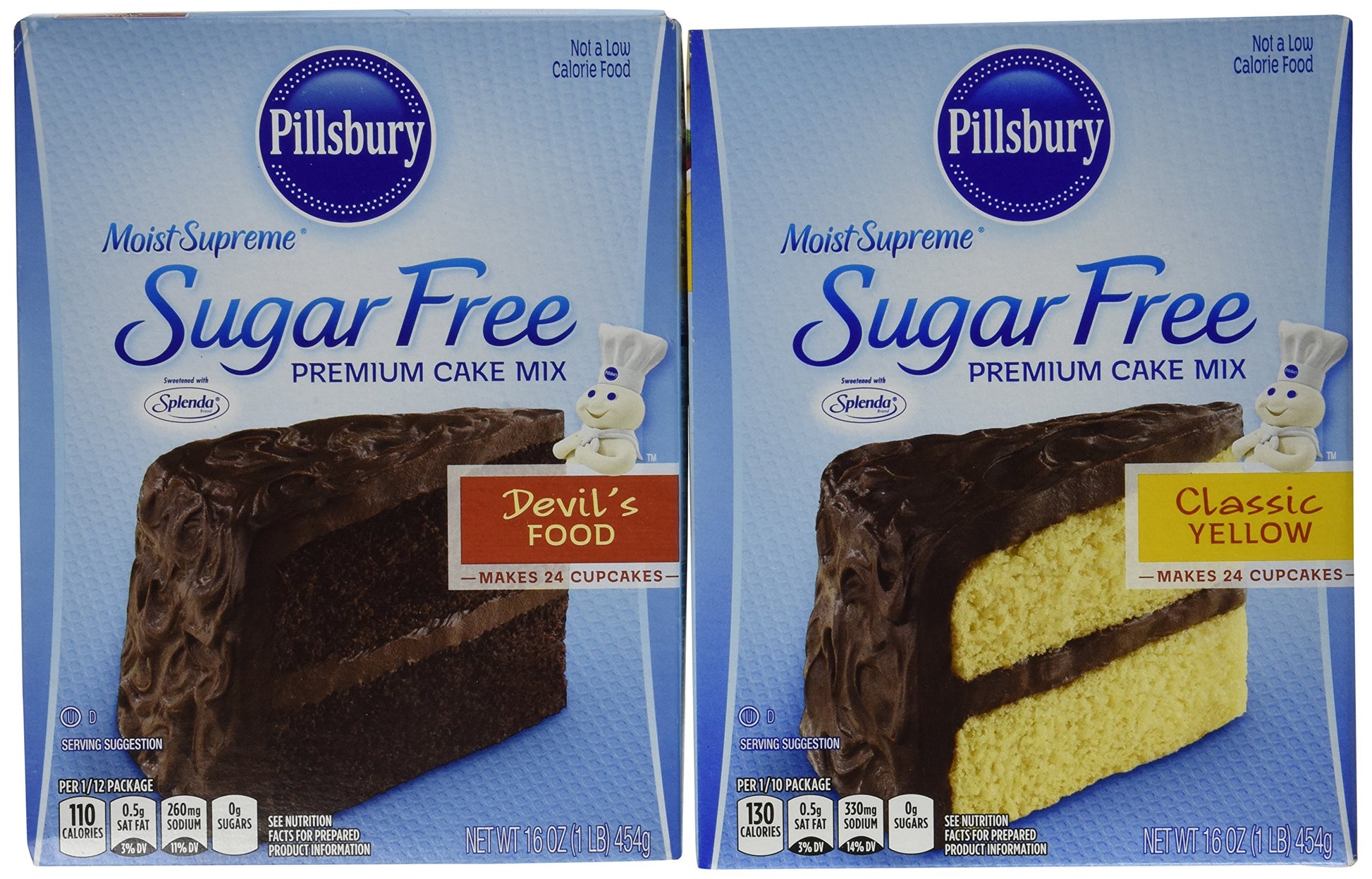Pillsbury Sugar Free Cake Mix Value Bundle - 1 Box Sugar Free Devil'S Food Cake & Classic Yellow Cake
